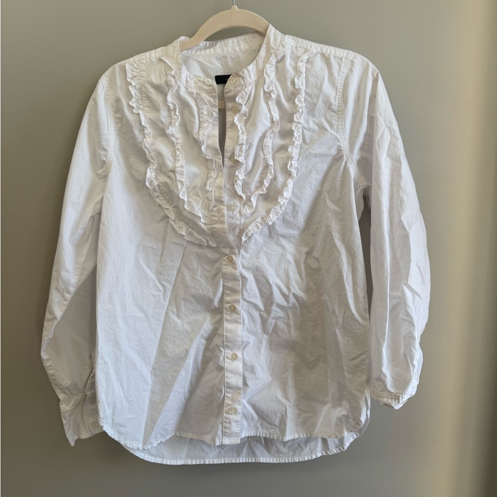 J. Crew Reimagined White Tuxedo Pull Over Shirt, Women’s Medium